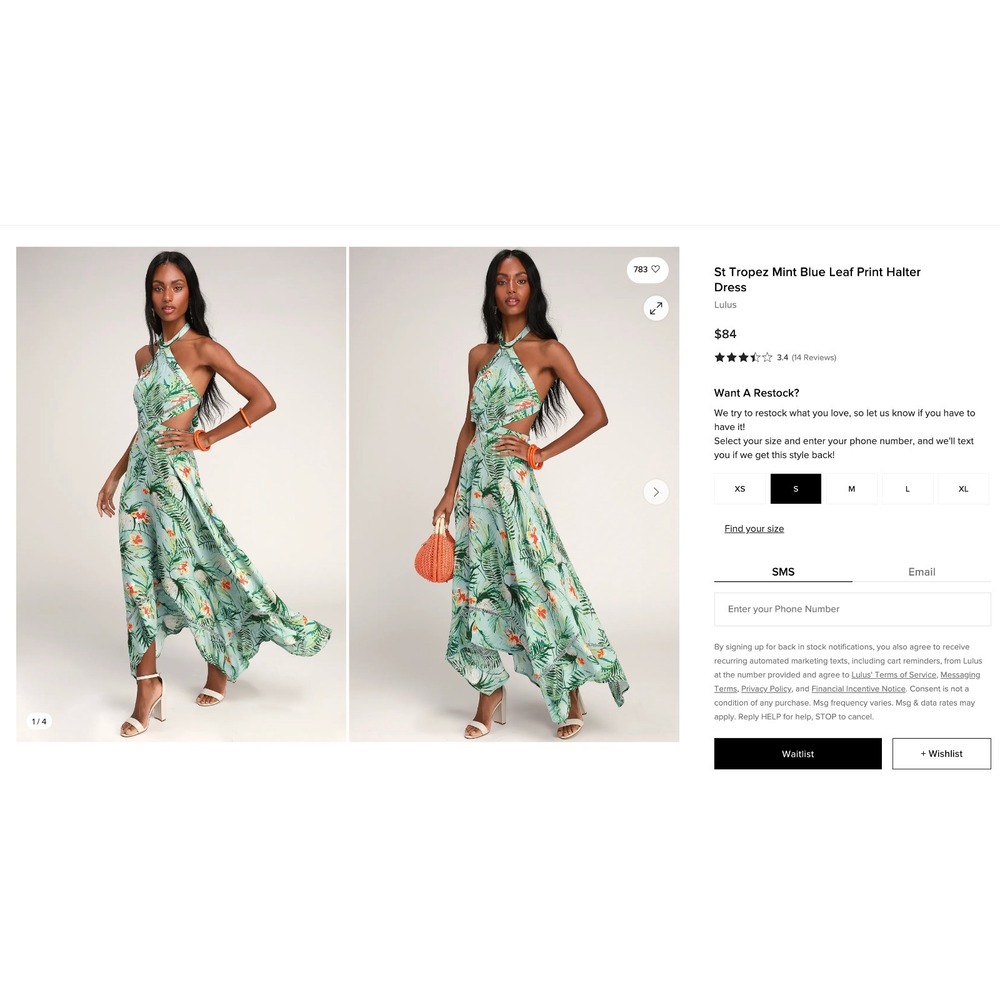 Lulus St Tropez Womens Sz Sm Tropical Floral Blue Halter Dress Asymmetrical $84 - Picture 2 of 16